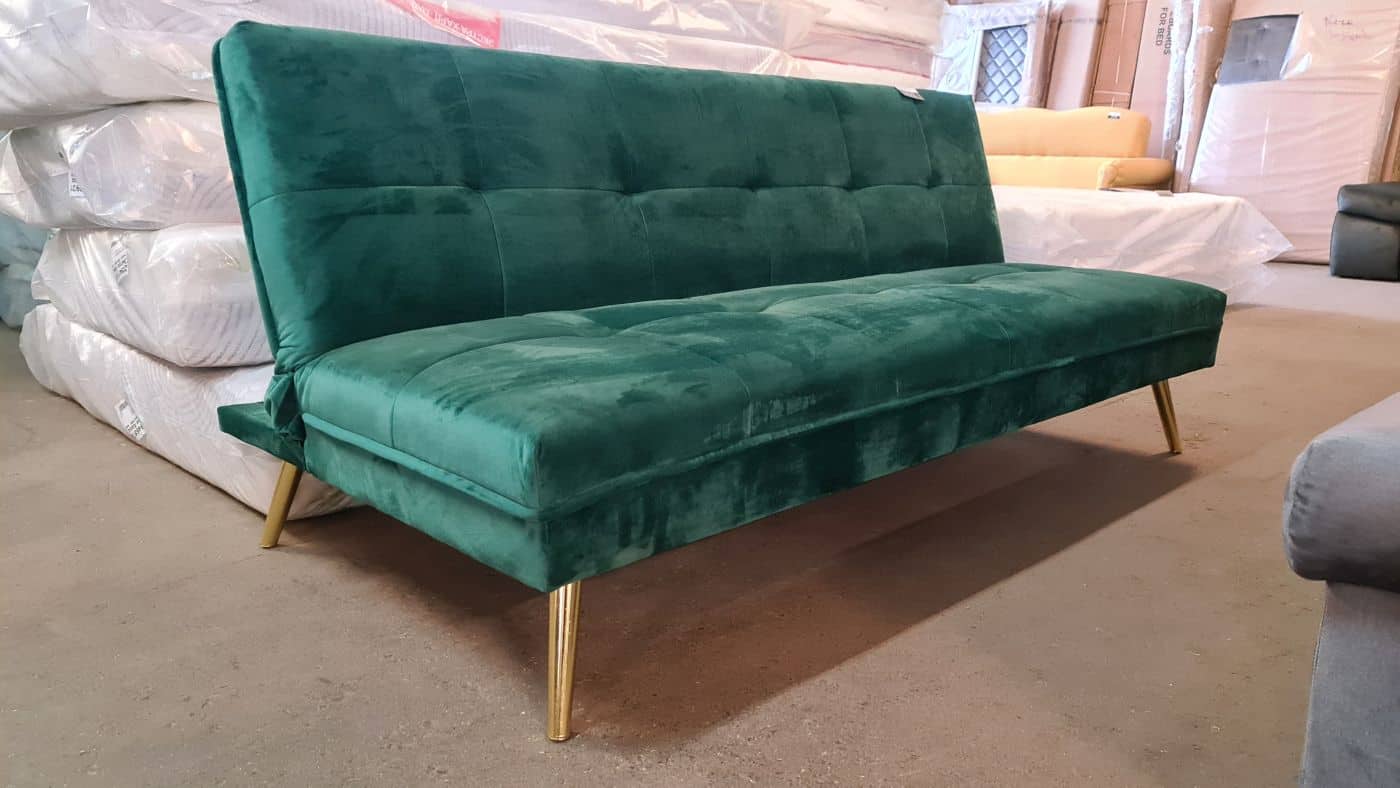 Smaragdo spalvos veliūro sofa lova